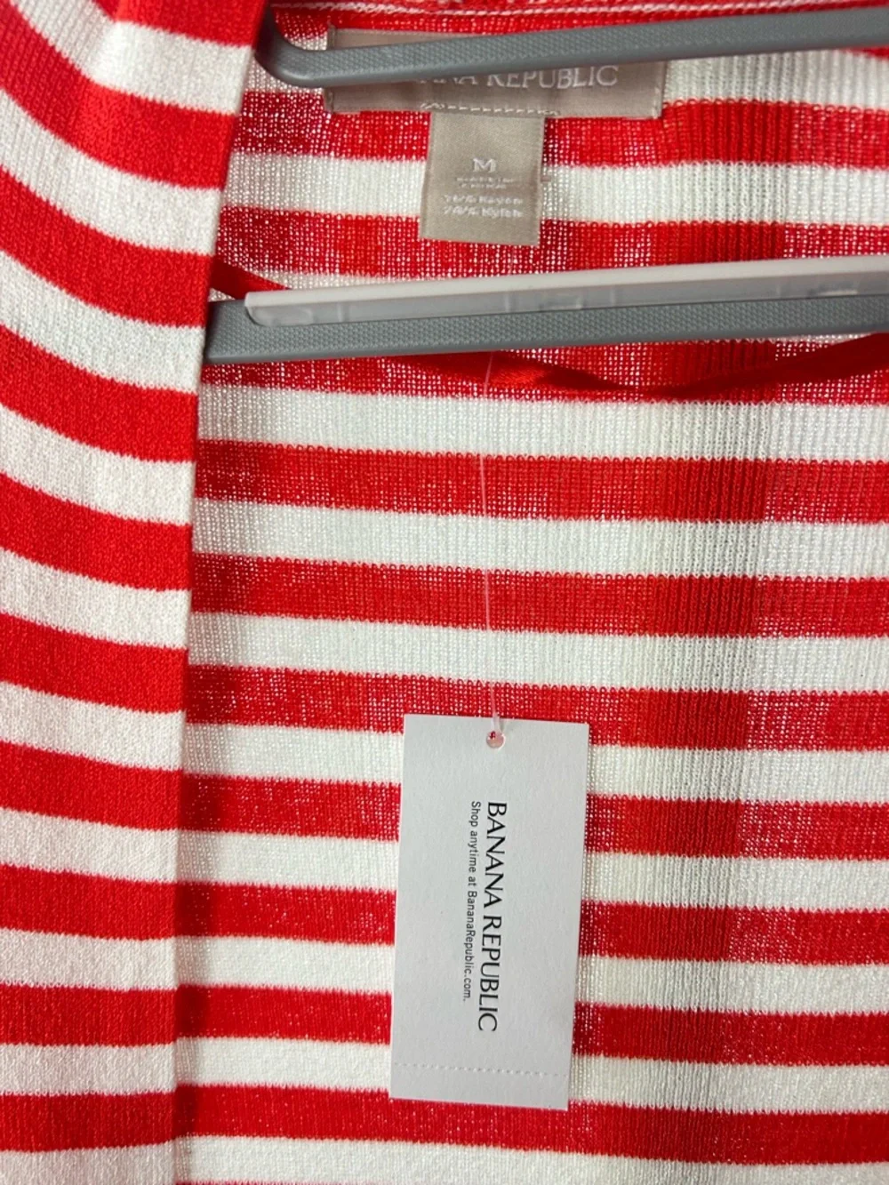 Banana Republic Redish Orange & White Striped Open Cardigan - Picture 2 of 3